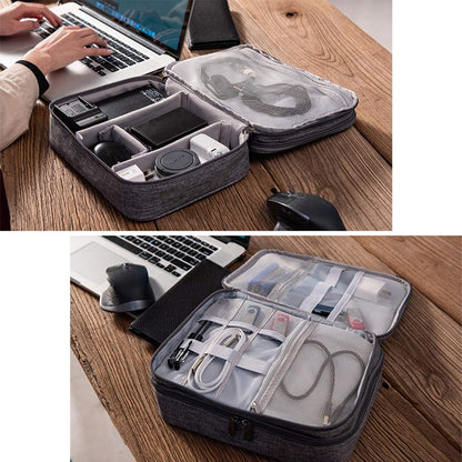 OrgaWise Travel Cable Organizer Accessories Case Cable Bag for Carry Camera, iPad and Memory Card with Set of 2 Data Lines Protect Set