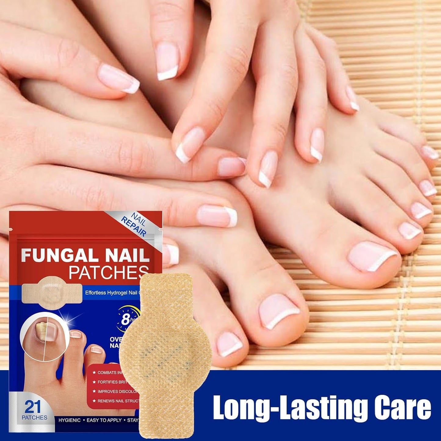 Toenail Patches, Nighttime Nail Repair, Breathable Foot Care, Crack and Discoloration Medication, Comfortable Adhesive, Pedicure Solution for Men Women Athletes Home Use