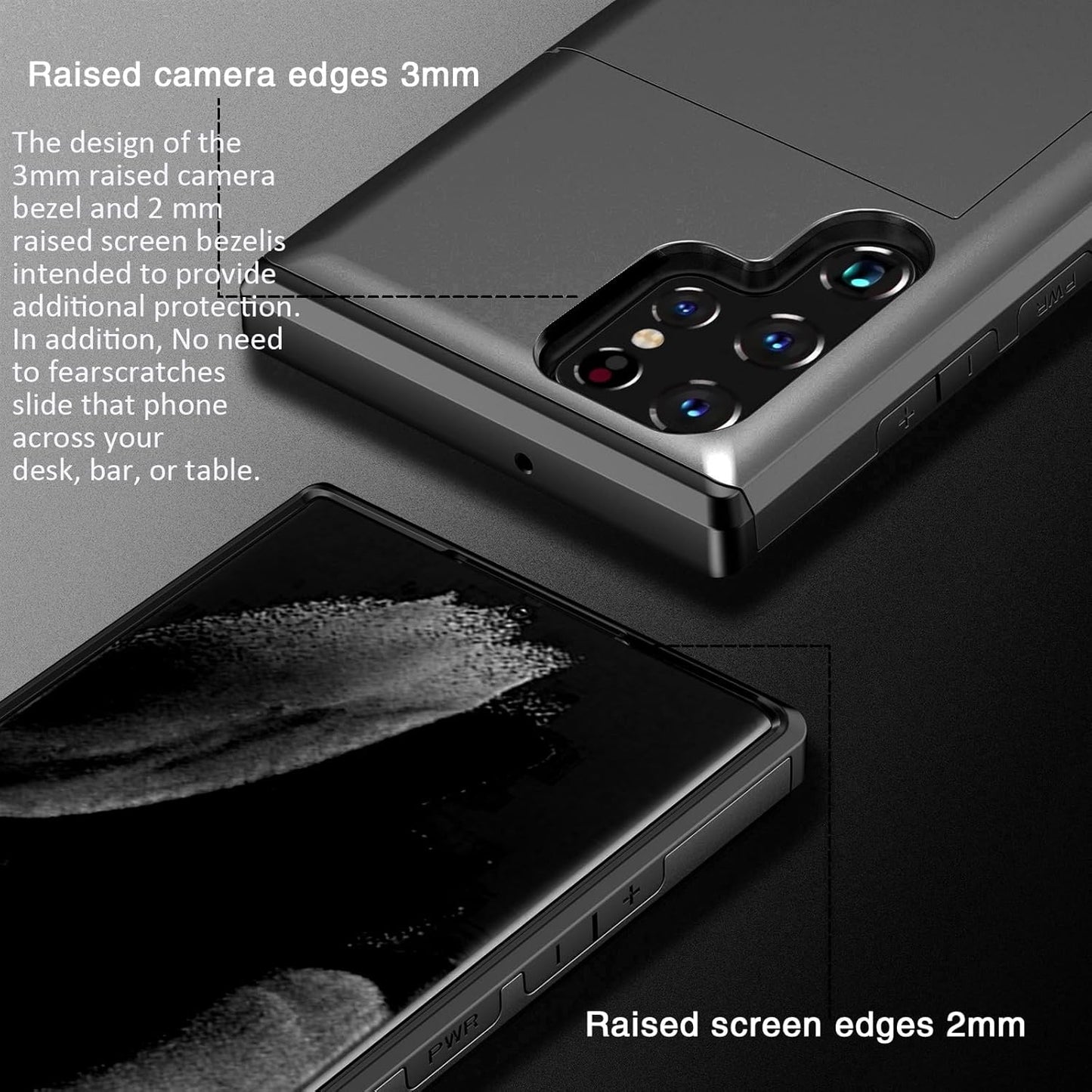 for Samsung Galaxy S25 Ultra Case Wallet, Built-in Card Holder (2 Cards) Military Grade Protection, Raised Edges Protect Screen, Shockproof Slim Case for Samsung Galaxy S25 Ultra 6.9"
