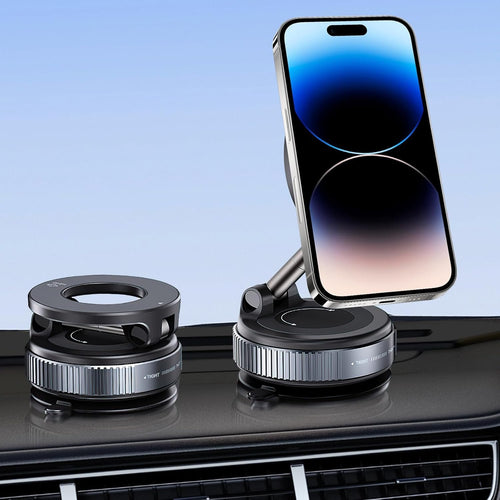 Mucek Magnetic Car Phone Holder with Suction Cup, 360° Rotation Folding Magnetic Car Phone Holder, for Dashboard & Air Vent and Windshield Suitable for All Smartphones