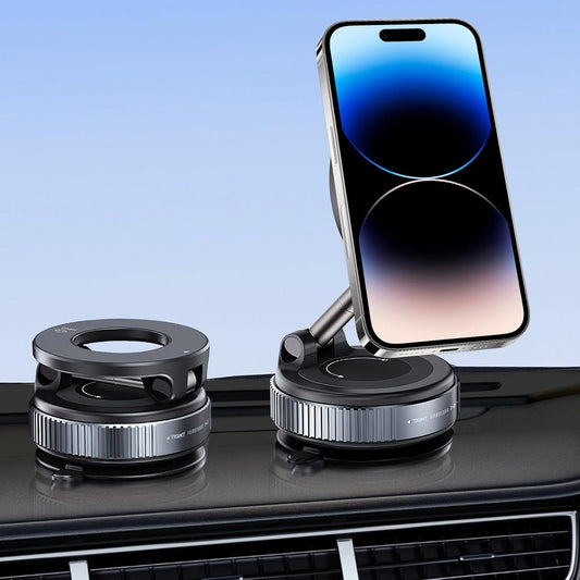 Mucek Magnetic Car Phone Holder with Suction Cup, 360° Rotation Folding Magnetic Car Phone Holder, for Dashboard & Air Vent and Windshield Suitable for All Smartphones