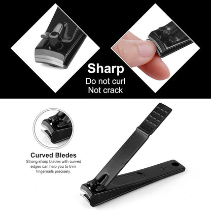 Manicure Set, 18 in 1 Professional Pedicure Kit Stainless Steel Personal Care Nail kit Manicure Portable Nail Clipper Set Tools with Travel Case(Black)