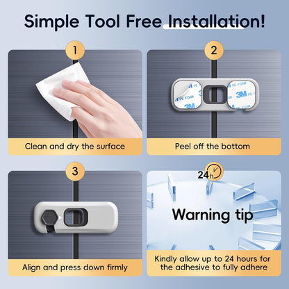 5 Pack Child Proof Refrigerator Lock, Fridge Locks for Kids with Sticky Adhesive Pads, Child Safety Locks for Doors, RV Refrigerator, Oven Lock Child Safety Baby Cabinet Locks(Grey)