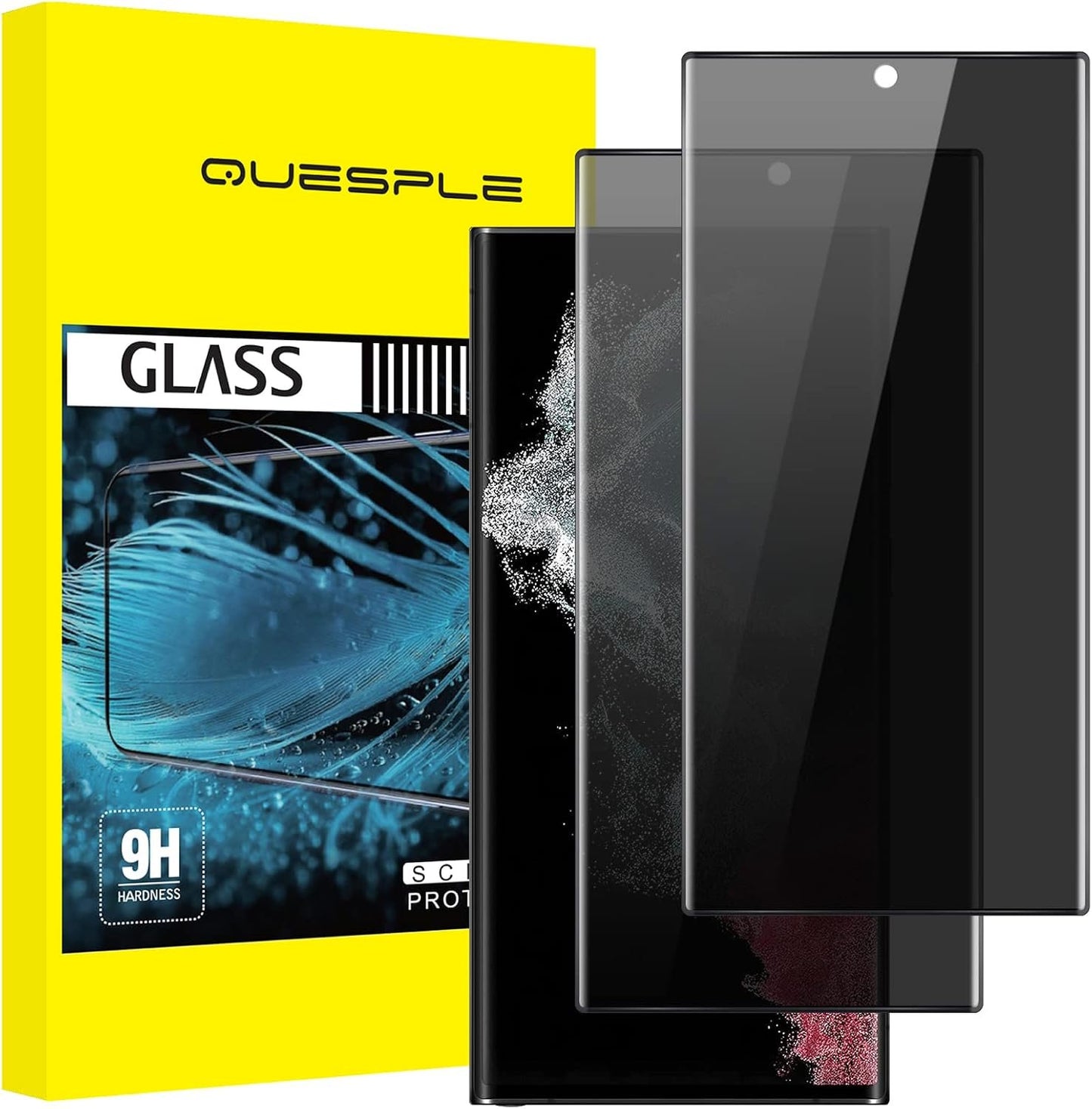 Galaxy S22 Ultra Privacy Screen Protector, QUESPLE 2 Pack Shatterproof Premium Tempered Glass Film for Samsung Galaxy S22 Ultra 5G Privacy Screen Protector[Does't Support Fingerprint Unlock]
