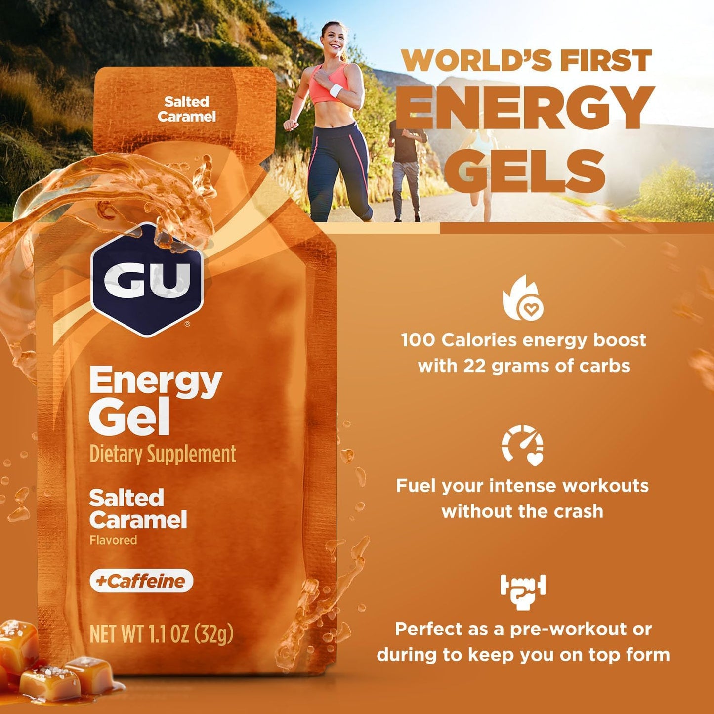 GU Energy - Energy Gels - Salted Caramel (with caffeine)