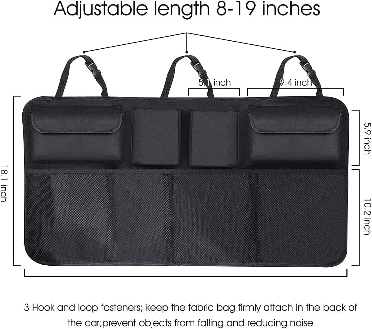 CTFIVING Car Boot Organiser Trunk organizer Waterproof Kick Mats Car Organizer Seat Back Protector, Multi-Pocket Children's Travel Storage, Durable Foldable Cargo Net Storage for Car Backseat Cover