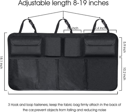 CTFIVING Car Boot Organiser Trunk organizer Waterproof Kick Mats Car Organizer Seat Back Protector, Multi-Pocket Children's Travel Storage, Durable Foldable Cargo Net Storage for Car Backseat Cover