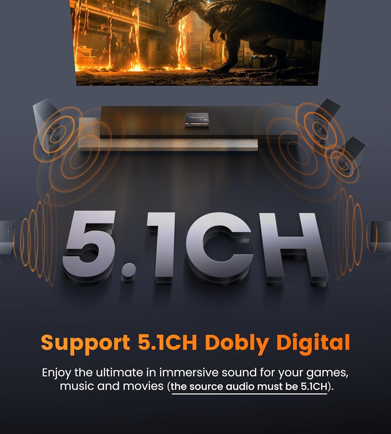 HDMI Audio Extractor Splitter, avedio links HDMI to HDMI Audio Converter + Optical Toslink SPDIF + L/R Stereo Analog Audio, HDMI Audio Adapter for Chromecast, Fire Stick (8K 60Hz)