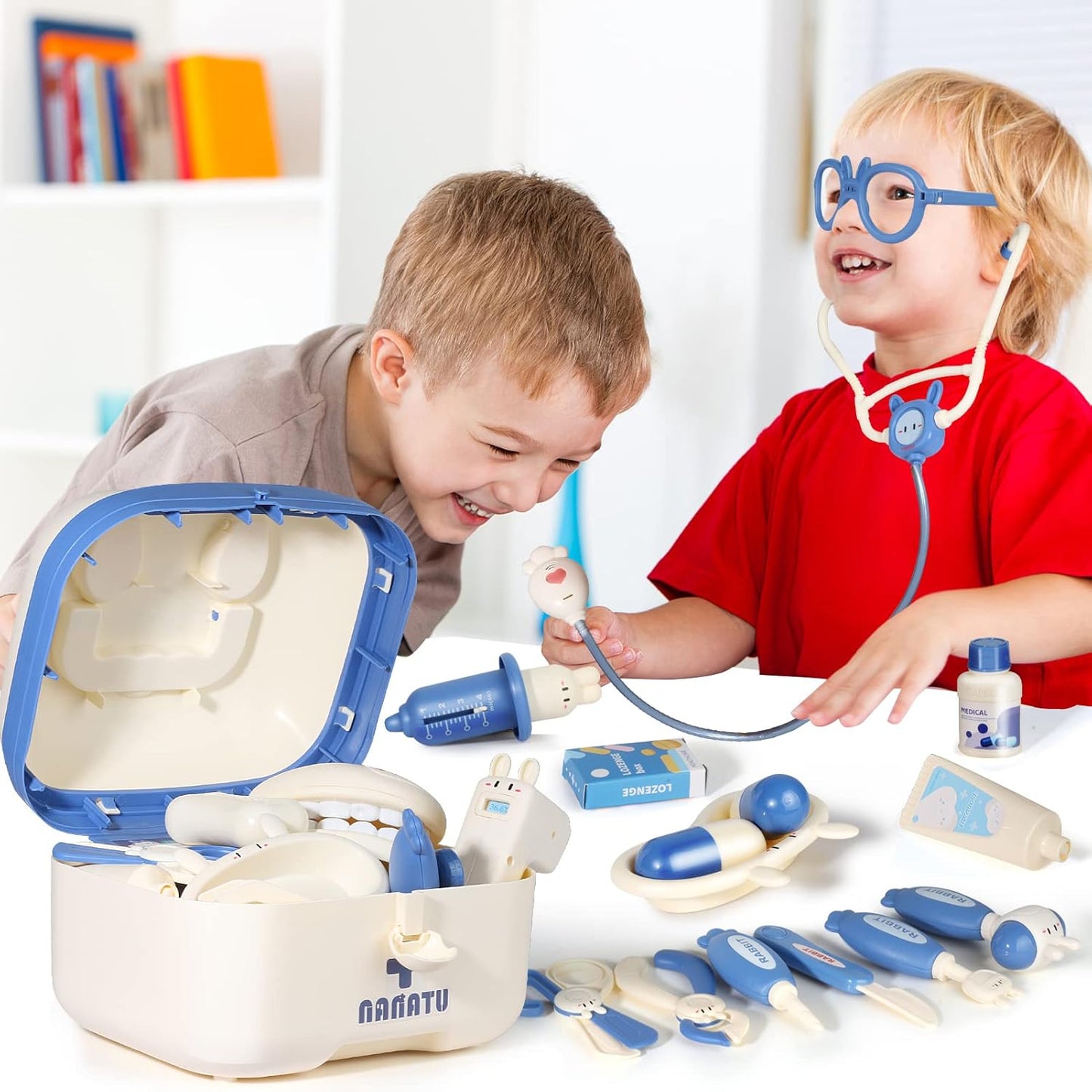 43PCS Kids Doctor Kit Toy, Pretend Play Medical Set for Toddlers, Role Play Playset for Boys Girls Aged 3-8