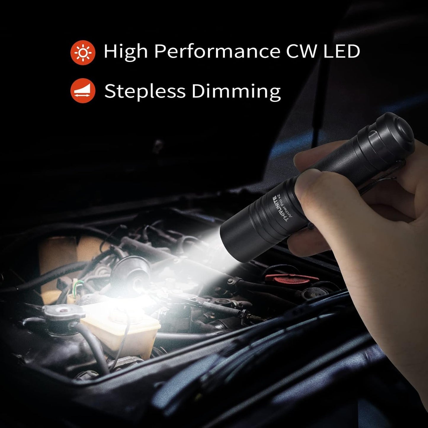 ThruNite Archer Pro V2 EDC Flashlight - Aluminum & Black Flashlight - 950 Lumens & Tail Switch Led - Super Bright & 15 Days Working - Emergency Light for Camping & Outdoor Adventures - Cool White