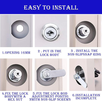 6pcs Cabinet Cam Lock Set, Toolbox Lock Replacement Set Keyed Alike, Letter Box Locks, Drawer Lock Cylinder, Furniture Lock With 2 Keys for DIY