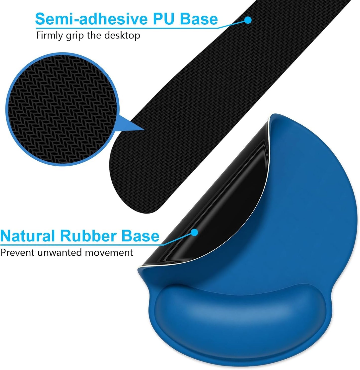 Dapesuom Keyboard Wrist Rest and Mouse Pad with Wrist Support, Memory Foam Cushion for Keyboard and Mouse Set, Ergonomic Desktop Pad Rests with Non Slip Base for Easy Typing & Pain Relief, Dark Blue