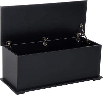 HOMCOM 39.5" Lift Top Storage Chest with 2 Safety Hinges, Storage Box Organizer with Flip-Top Lid, Entryway Storage Bench, Black