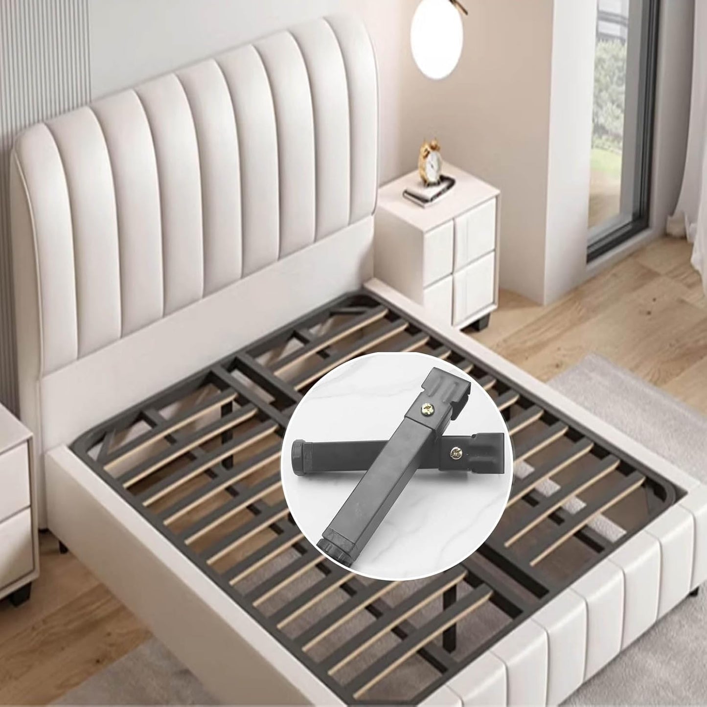4 Pieces Adjustable Bed Legs, Adjustable Legs for Furniture Feet Bed for Slatted Base Legs Central Frame Bed Slats Support Legs for Sofa Bed Spare Parts (40 cm (15.7 inches), Grey, 3 x 3 cm