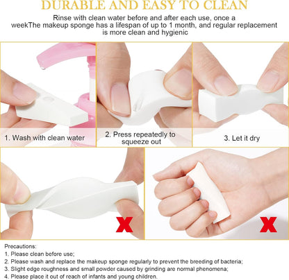 AUAUY 48 Pcs Triangle Makeup Sponges, Latex Free Sponge Wedges, Beauty Sponges, Disposable Makeup Sponges for Powder, Cream, Liquid, Nails, Beauty Accessory - White