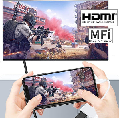 Lightning to HDMI Digital AV Adapter for iPhone,[Apple MFi Certified] 1080P Video & Audio Sync Screen AV Converter with Charging Port Compatible for iPhone 14/13/12/11/XS/Pad to HDTV/Projector/Monitor