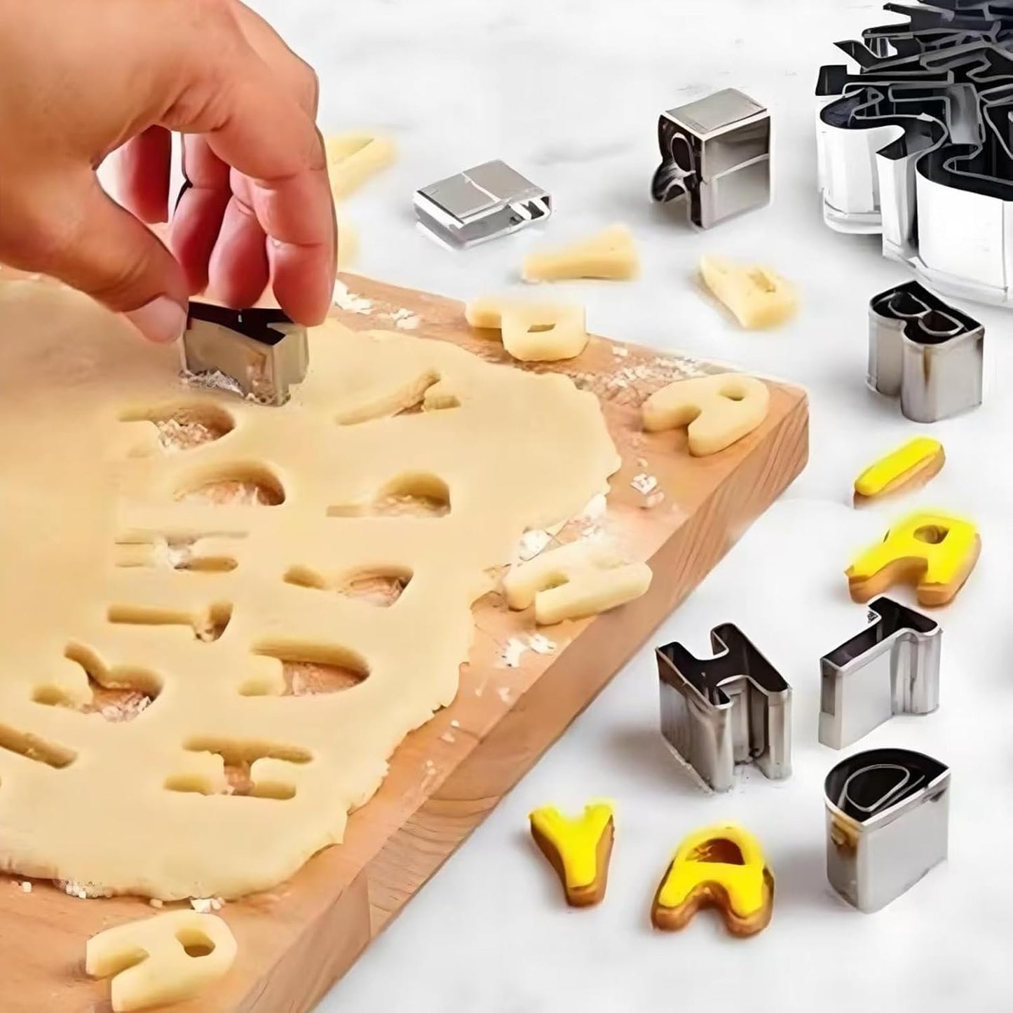 Mini Letter and Number Cookie Cutter Set, Stainless Steel Letter and Number Cookie molds for Baking, Fruit, Fudge Cookies, Cakes and Holiday Themed Parties (36 Pieces)