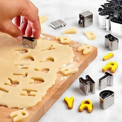 Mini Letter and Number Cookie Cutter Set, Stainless Steel Letter and Number Cookie molds for Baking, Fruit, Fudge Cookies, Cakes and Holiday Themed Parties (36 Pieces)