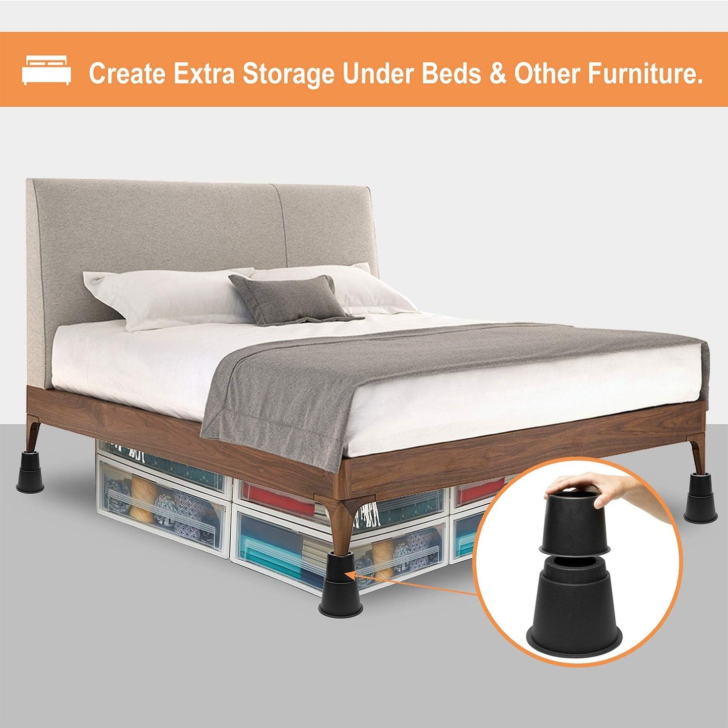MOVEONSTEP 8 x Height Risers for Furniture, Beds, Tables, Adjustable Stands 7.5, 13, and 20.5 cm Furniture Risers Supports Up to 600 kg, 8 Pieces