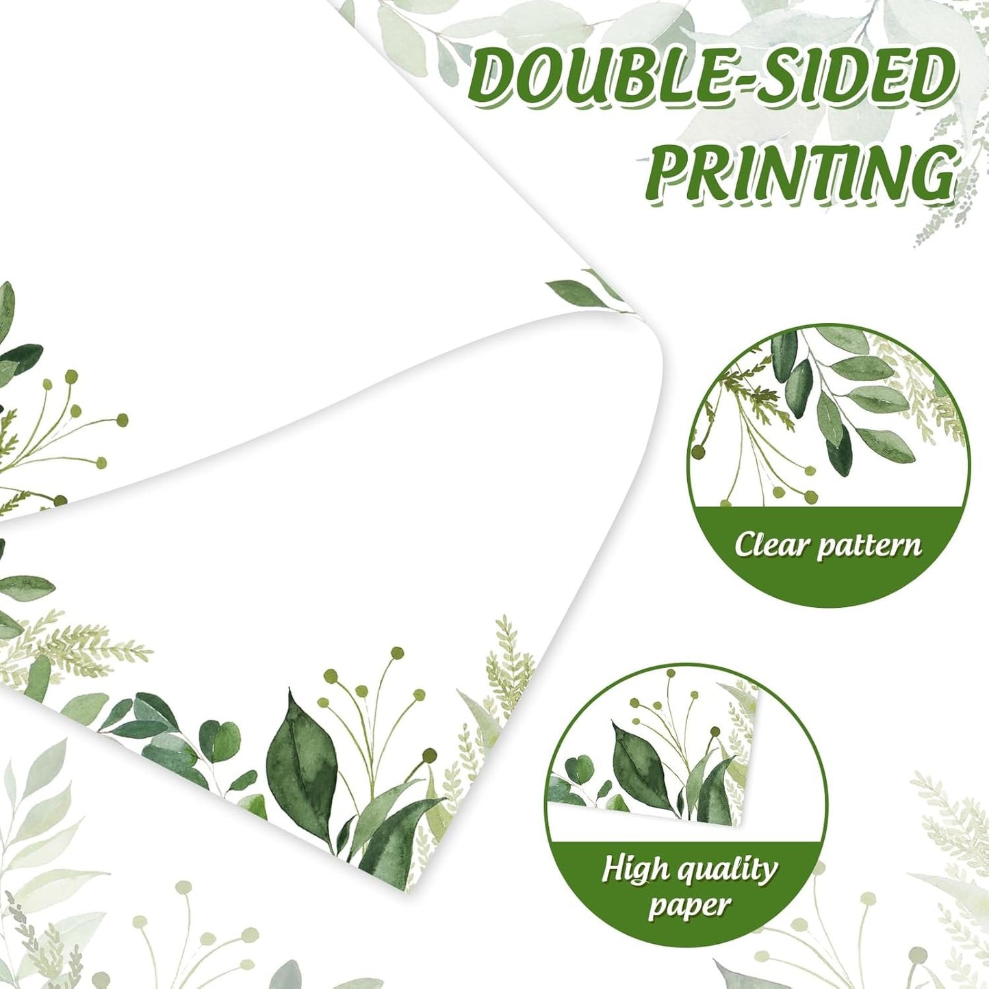AnyDesign 60 Sheets Greenery Stationery Paper Green Leaf Border Letterhead Paper 8.5 x 11 Inch Watercolor Spring Summer Letter Writing Paper for Notes Greeting Cards Invitation Office School Printing
