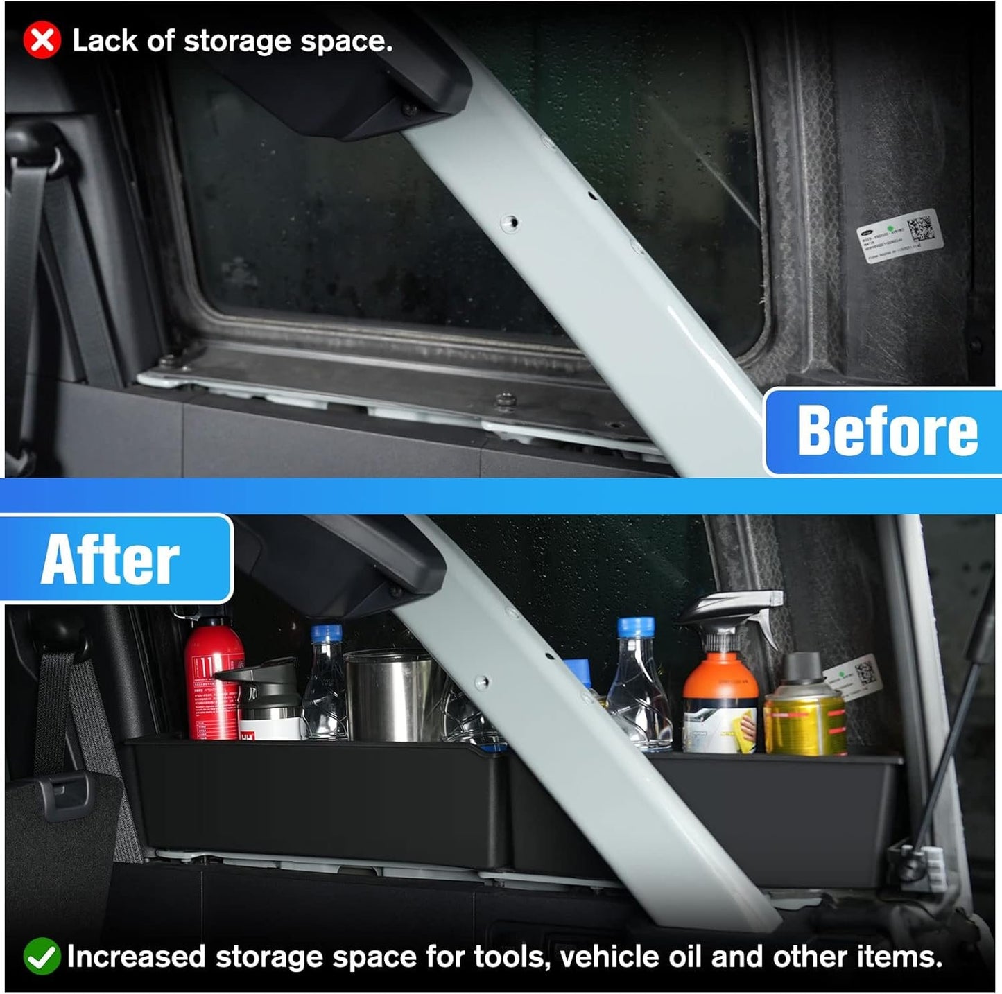 LitMiRaCle Trunk Storage Tray Organizers Rear Cargo Side Box is Applicable to Ford Bronco 2021 2022 2023 4 Door, Trunk Storage Box, Internal Accessories, Black Matte Finish