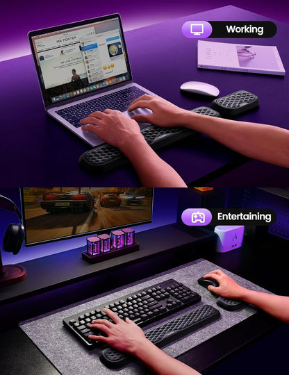 VAYDEER Keyboard and Mouse Wrist Rest Pad Set,Padded Memory Foam Hand Rest Support for Office,Computer,Laptop,Mac Typing,Ghristmas Gift for Man Who Wrist Pain Relief and Repair(Large Set)