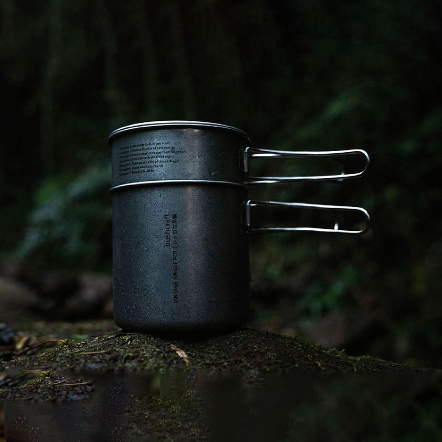 Jvjggag Camp Cooking Set, Cookware Stainless Steel, Lightweight Gear Portable with Handle Two Folding Pots for Backpacking RV Camping Outdoor Picnic Bushcraft Travel