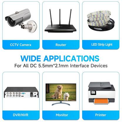 ANLINK 10ft 3M DC Power Extension Cable, DC 12V Power Adapter Extension Cord 5.5mm x 2.1mm for CCTV Security Camera/Router/LED Strip Light/Printer and More-Black