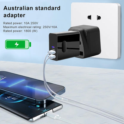 Travel Plug Adapter - UK Au 3 Socket Charger Adapter | Electronic Device Charging Accessories for Travel, Business Travel, Australia. Bseid