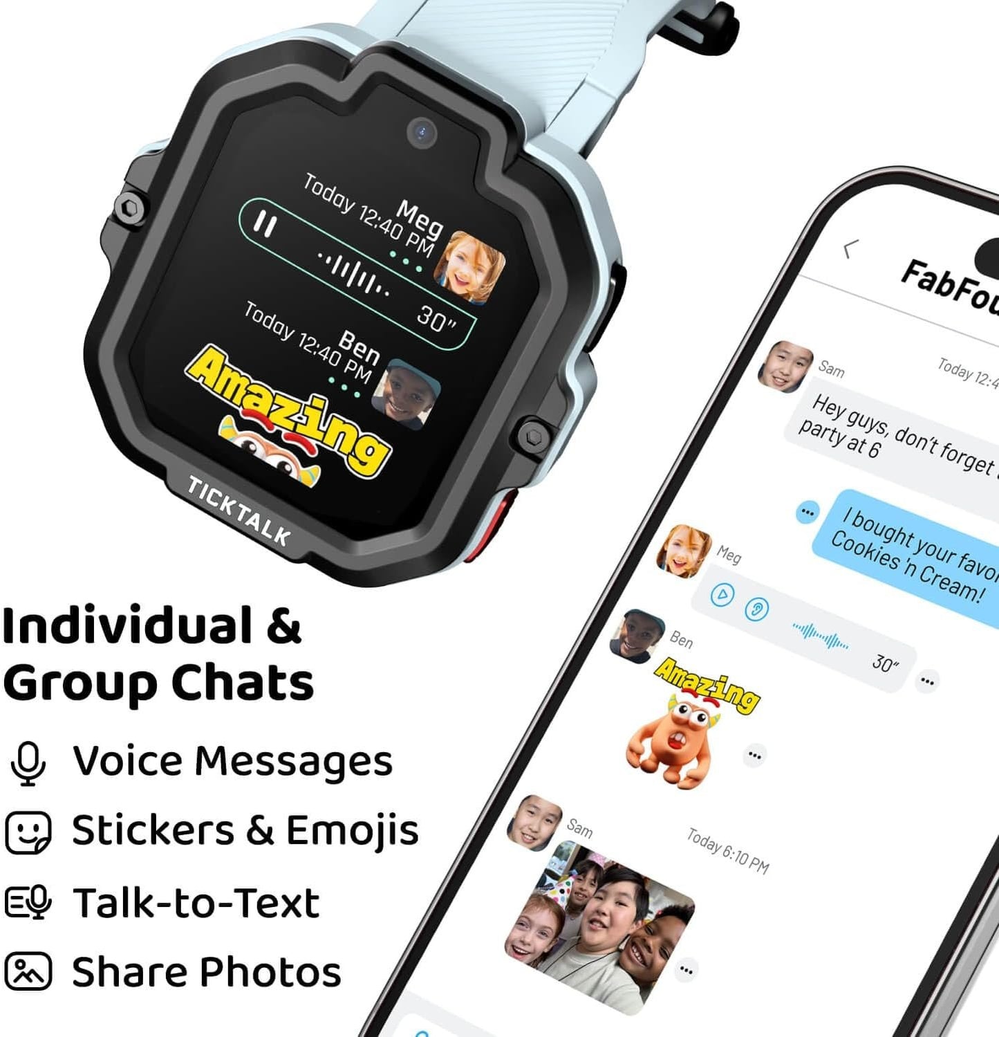 TickTalk5 Cellular Kids Smart Watch with GPS Tracker & Video Calling - Smart Watch for Kids with Parent Apps, SOS & 911 Calling, Real-Time Location Tracking, DND Mode & More - Smart Watch for Kids 3+