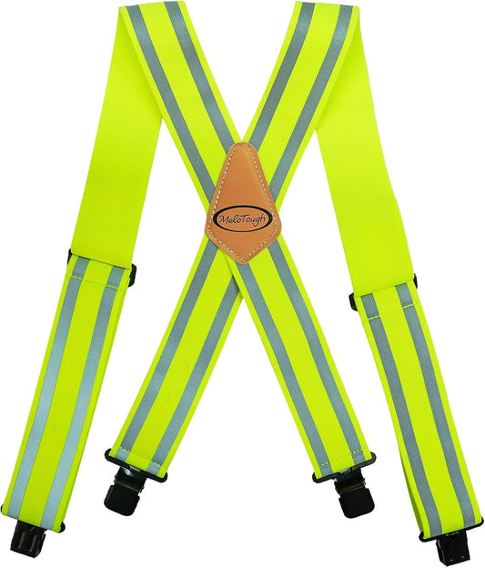 MELOTOUGH Reflective Safety Suspenders|Work Suspenders with Hi Viz Reflective Strip Hold Up Tool Belt Suspenders