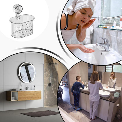 Buhyujkm Bathroom Shower Organizer, Wall Shelf Storage Box, Removable Clear Holder with Suction Cups, No-Drill Mount Design for Toiletries, Cosmetics, Tissue Storage, 4.25x6.54x7.28 Inches