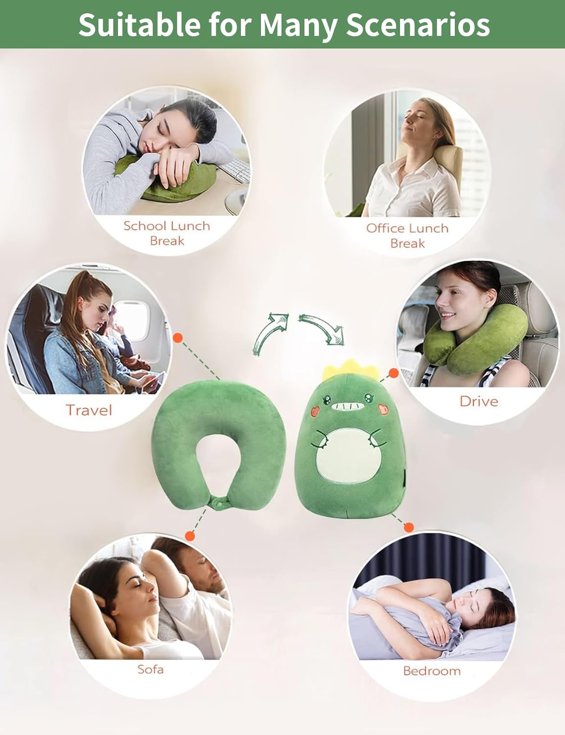 Travel Pillow, Neck Pillow, 2-in-1 Travel Pillow, U-Shaped Neck Pillow, Foam Pillow, Animal Pillow, Comfortable Neck Pillow, Travel Pillows for Sleeping Airplane, Car, Office (Duck)