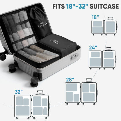 VULKIT Packing Cubes 7 Pieces Set Travel Packing Organizers for Luggage & Moving, Travel Accessories for Multi-use, Travel Essentials, Black