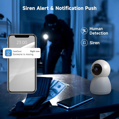 Indoor Camera, 5G & 2.4G WiFi Pet Camera with Phone APP,Security Cameras for Home with 360° Pan&Tilt,Night Vision,Motion Detection,2 Way Audio,SD or Cloud Storage,Work with Alexa, White