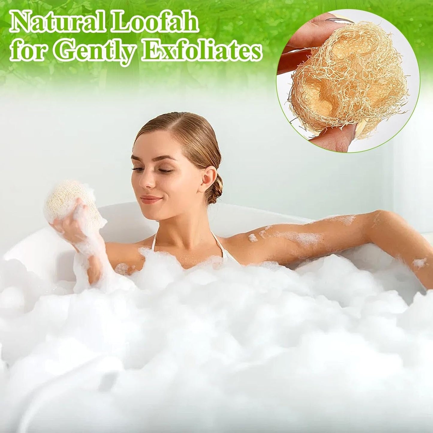 Supkiir 6 Pack Natural Loofah Sponges, Organic Luffa Bath Shower Loofah Sponge, Easy Foaming Exfoliating Body Skin Scrubber Sponges for Shower Kitchen Cleaning Wash
