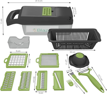 Blaze AU 15 in 1 Premium Vegetable Chopper, Onion Chopper, Salad Chopper, Food Chopper with Container Chopper Vegetable Cutter for Home Essentials & Kitchen Gadgets, Veggie Chopper & Slap Chop (Black)