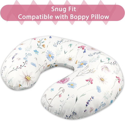 Nursing Pillow Cover Breastfeeding Pillow Slipcover for Moms Soft Breathable Organic Knit Fabric Newborn Infant Feeding Pillow Covers for Baby Girl Boy, Floral