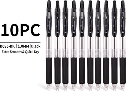 10x Retractable 1.0mm Ballpoint Pens Extra Smooth Quick Dry Ink Oil Base Waterproof Non Bleeding Back To School Office Student Art Sketching Writing Note Exam Pens Value Pack (10x Black)