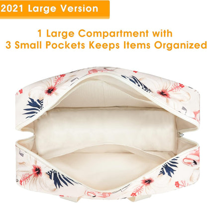 Narwey Large Toiletry Bag Women Travel Toiletries Makeup Cosmetic Bag Make Up Bags Organizer Medicine Mens (Beige Flamingo)