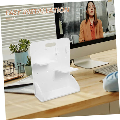 MUELODSIC 1 Set Pegboard Office Desk Organizer with Shelves Hooks No Drill Installation Composite for Workspace Organization Desktop Storage