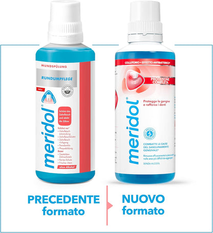 Meridol Antibacterial Mouthwash 400 ml, Soothes Irritated Gums, Protects Enamel, Fights Plaque Bacteria, Prevents Gum Bleeding, 0% Alcohol