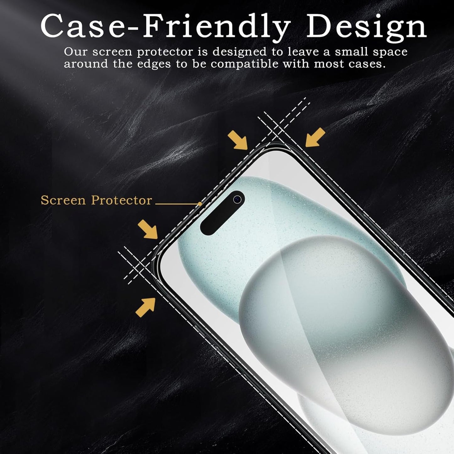 Screen Protector for Apple iPhone 15, Tempered Glass Film, Ultra HD 9H Hardness Case Friendly Anti Scratch Bubble Free Ultra Resistant Oil-Resistant Shatter Protection, 3-Pack