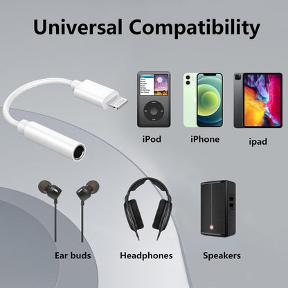 2Pack Apple MFi Certified iPhone Lightning to 3.5mm Headphone Jack Adapter Dongle Apple Wired Headphone Jack Aux Audio Dongle Adapter Compatible for iPhone 14 13 12 11 XS XR X 8 7 Support All iOS