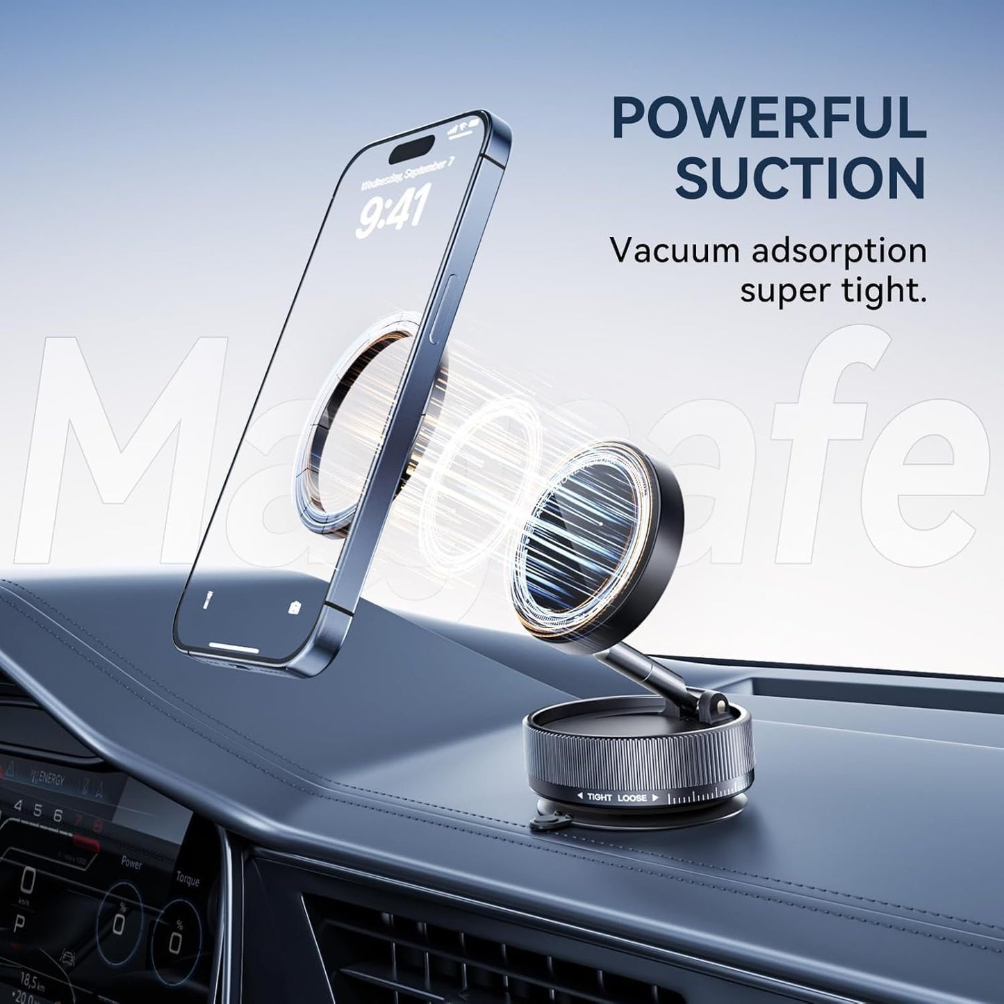 Kupe 360° Adjustable Vacuum Magnetic Suction Car Phone Holder, Swivel Locking Vacuum Phone Mount, Suction Cup Magnetic Cell Phone Holder Compatible with iPhone 16 Pro Max (Black)