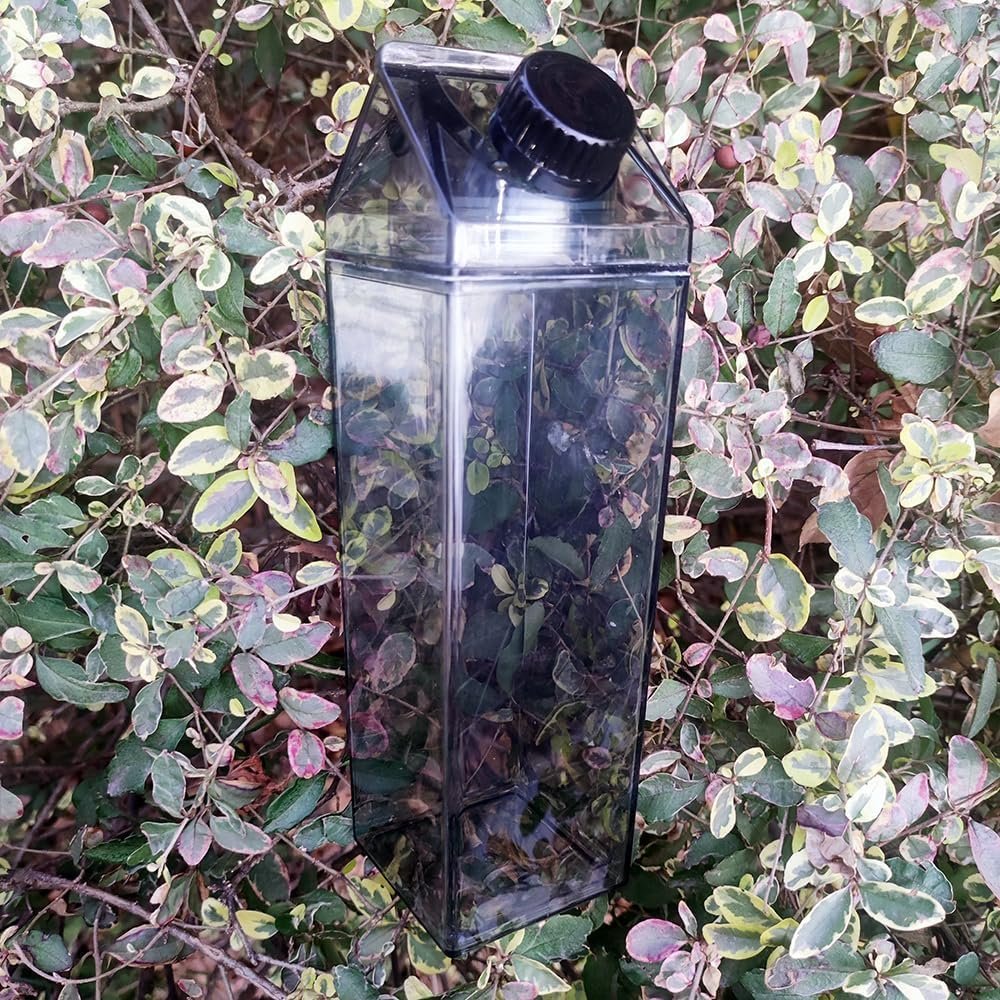 1000ml/34oz Cute Leakproof Clear Milk Carton Water Bottle Portable Drinkware for Outdoor Climbing Tour or Camping