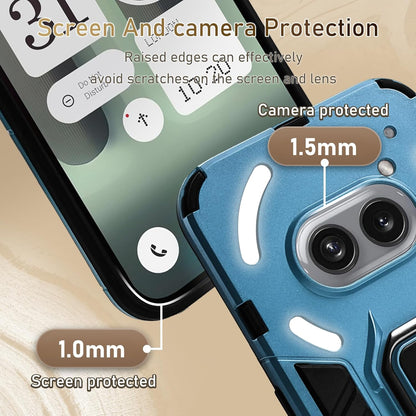 Solanaluna for Nothing Phone 2a Case, Case Dual Layer Protective Heavy Duty Armor Rugged [Military-Grade] Protective，Nothing Phone 2a Magnetic Kickstand Car Holder Phone Case (Blue)