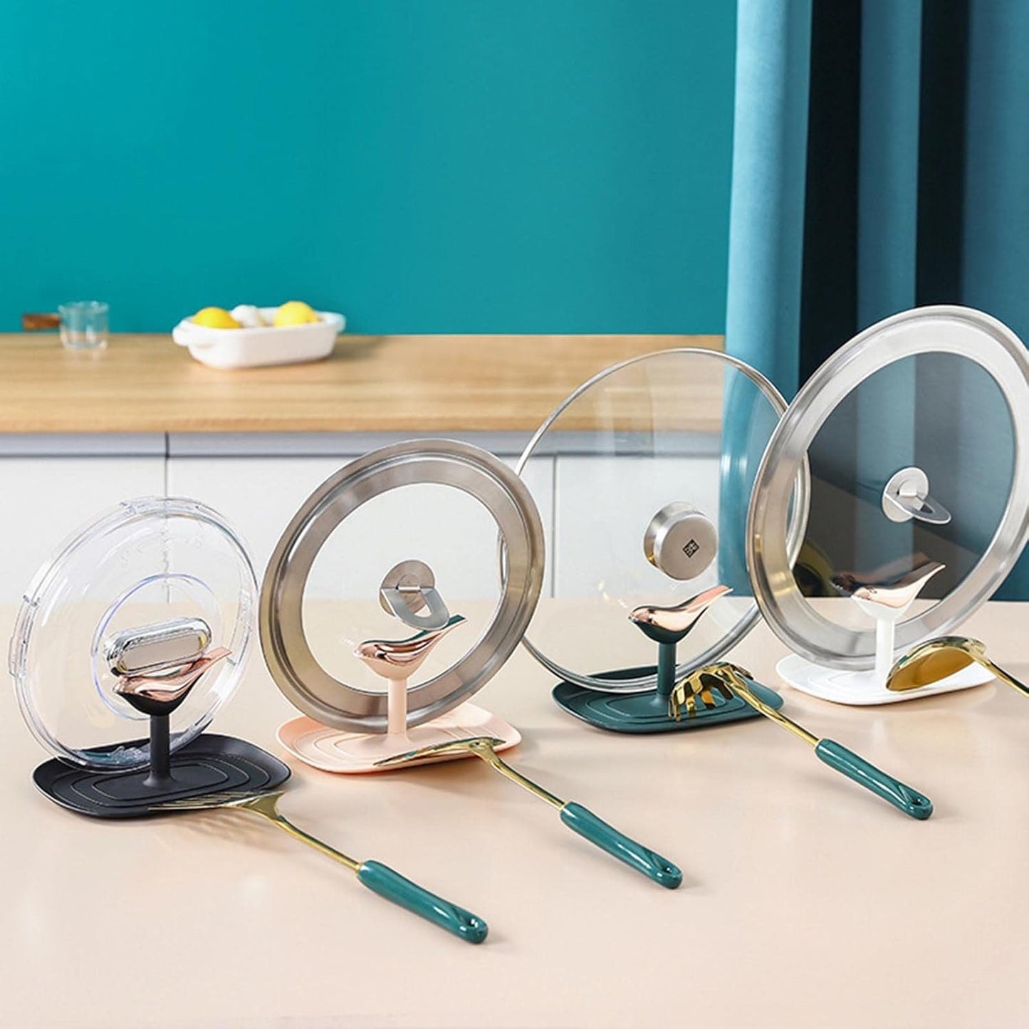 Poggiamestolo e supporto per coperchio pentola a forma di uccello con gocciolatoio supporto per utensili da cucina supporto per utensili da cucina gadget convenienza