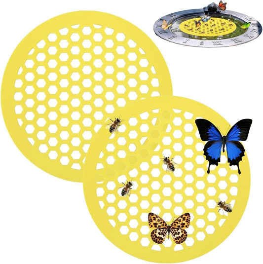 2 Pack Floating Bee Island Watere, Butterfly Water Stations, Bee Drinking Station, Butterfly Feeders, Pollinator Watering Station for Thirsty Feeding, Bath, Outdoor Garden Decor, 7.87 Inch, EVA