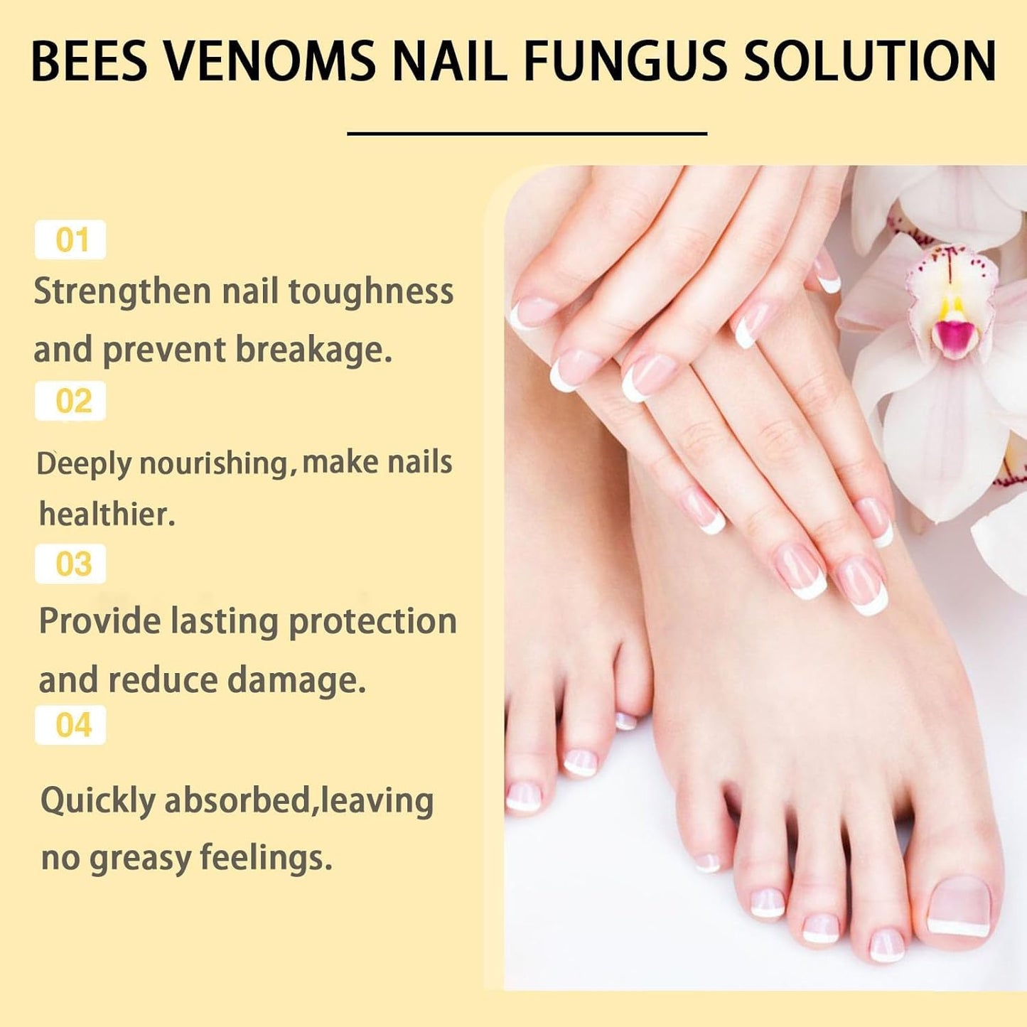 Ape Venom Nail Lenothing Solution, Rafforzante Unghie per Unghie Dannate, Siero di Cura del Veno d'Ape, Fungal Nail Treatment Nail Care Essence (1)